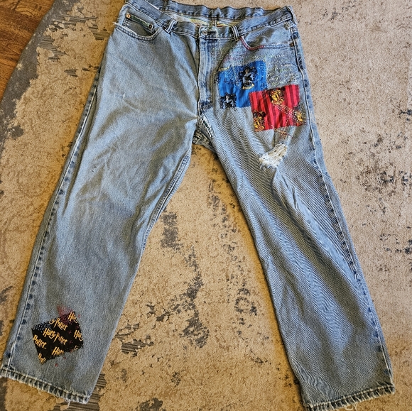 LEVIS Baggy Harry Potter Patched Embroidery ONE OF A KIND! - Picture 4 of 9